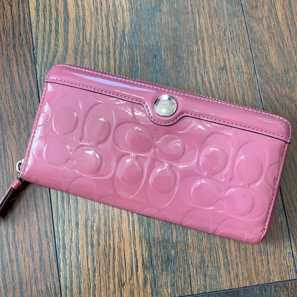 Coach purple leather large wallet